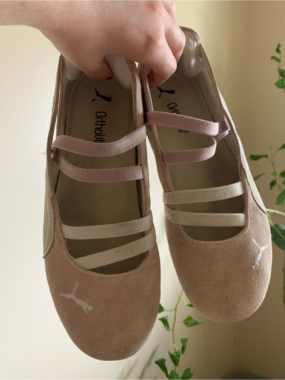 Puma Women's Blush Pink Suede SPEEDCAT Ballet Flats with Double Straps